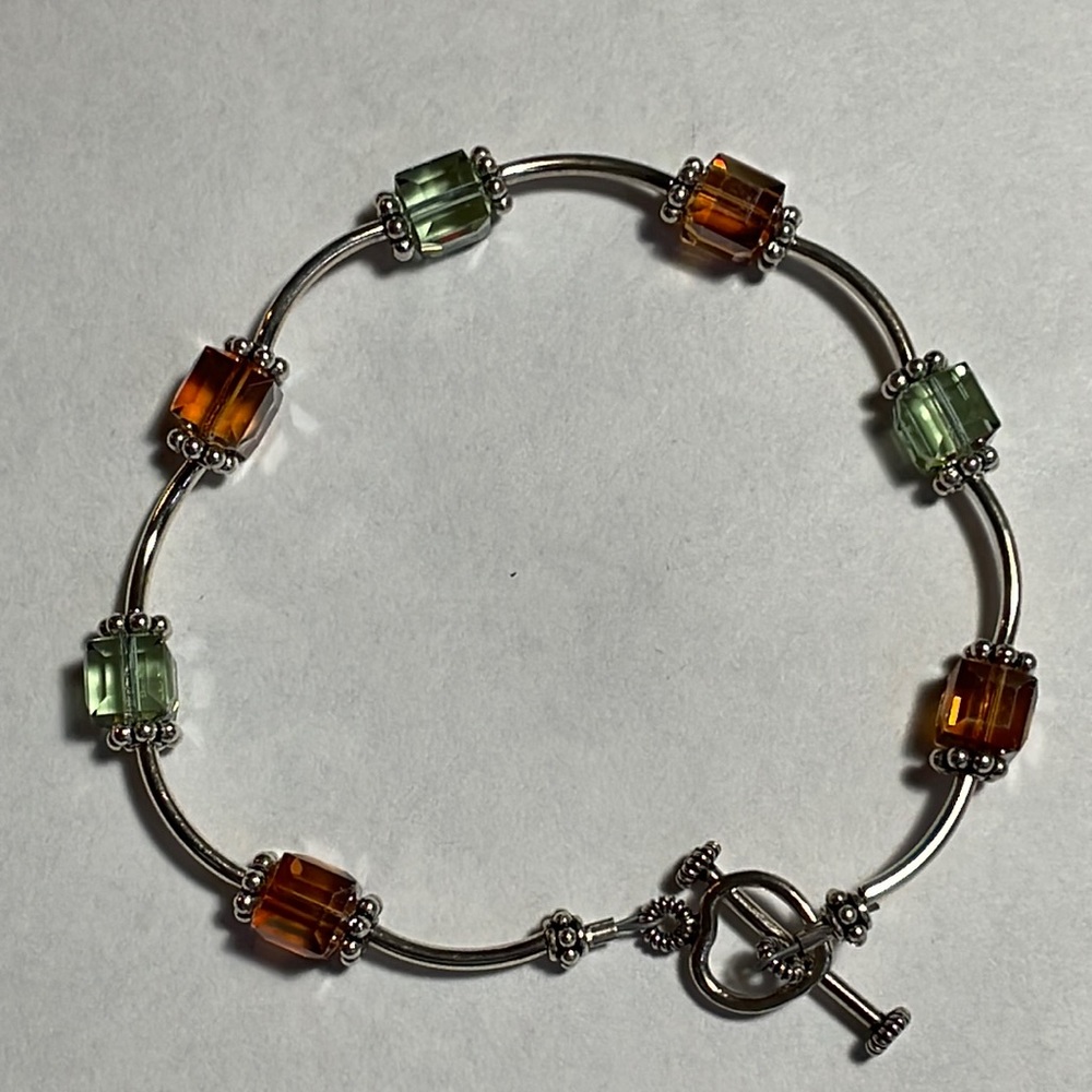 Swarovski Crystal Cube Sterling Silver Toggle Bracelet